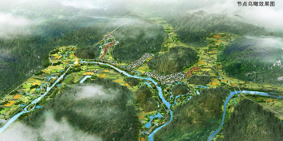 貴定擺龍河國(guó)家濕地公園節(jié)點(diǎn)鳥瞰圖